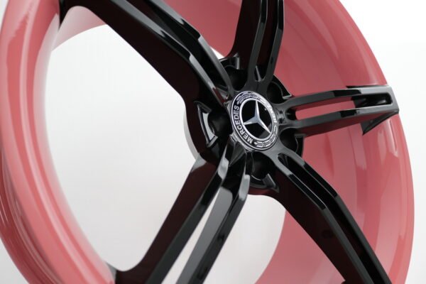 Porsche Mercedes forged wheel black spokes and pink rim (2)